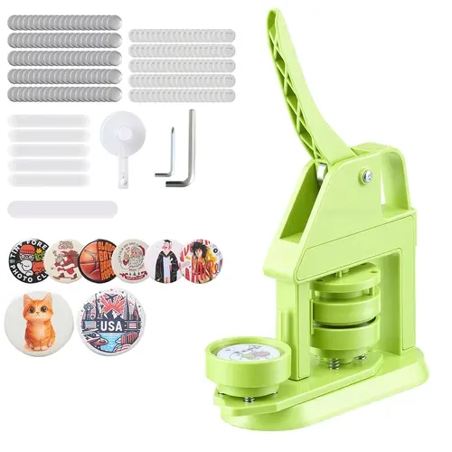 【Fallpicks】VEVOR Unisex Button Maker Machine, ABS Body Plastic Pin Maker with 100pcs Button Parts, Mr. Panda Magic Book, Circle Cutter, Hex Wrenches, Reinforced Ergonomic Handle, Lever Press Feels Smooth, Precision Molds for Teen+ DIY Badges