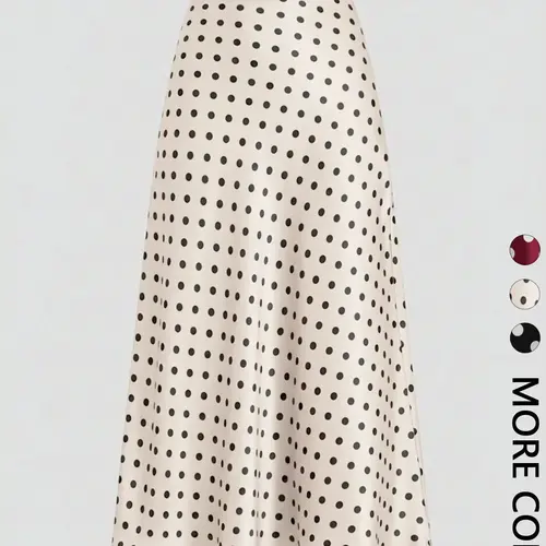 Women's Polka Dot Print Midi Skirt, High Waist, A-Line Flared Hem, Smooth Draped Flowy Woven Fabric, Daily Casual Commute Date Evening Party Vacation Wear, French Retro Elegant Chic Style