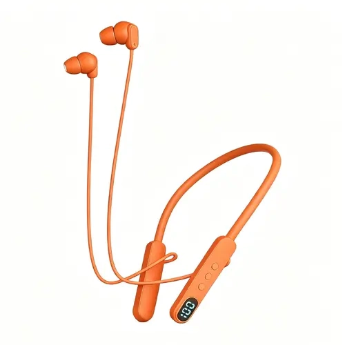 Light Weight Neckband Bluetooth Earbuds - Chargeable In-Ear Earphones with Neck Support, LED Digital Battery Display, Flexible Fit, USB-C Fast Charging, Sound Isolation, Stable Connection, Hands Free Calls, for Android/Tablets, Daily Use & Workouts