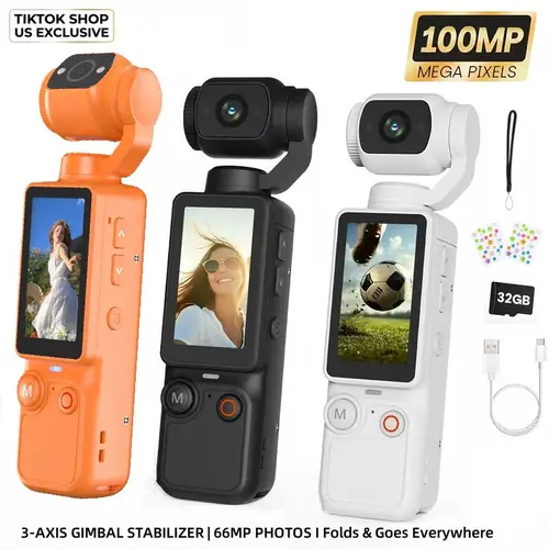 W&O Upgraded HD Digital Handheld Video Camcorder - 32GB Card, 180° Rotating Lens, Full Body Design, Portable Vlogging Camera, Travel-Ready Cam for Gifting