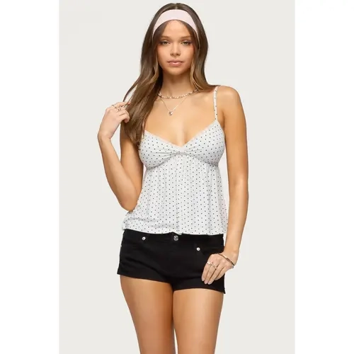 Belen Polka Dot Lacey Babydoll Top