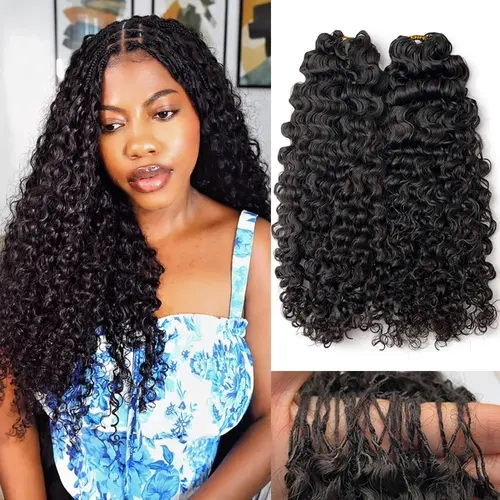 [Crochet Hair] Mamushow Feather Crochet Human Hair Bundles for Miracle Knots Human Hair Curly Wave Pre-Separated 50g/Pack Reusable Invisible 100% Virgin Human Hair Crochet Extensions Natural Black#HairTok