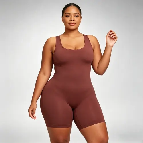 Plus-Size Women's Shapewear Bodysuit: Flattens the Tummy and Lifts the Glutes—Comfortable, Non-Rolling, Slimming, and Non-Constricting.