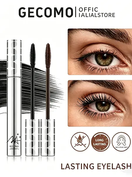 【GECOMO Authorized】Metal Wand Tubing Mascara | Long-Wearing Lengthening Formula, Built-In Brush, Curled Natural Lashes, Daily & Special Occasion Makeup, Ideal Gift For Mom