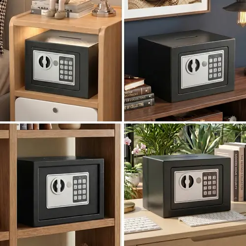 Spaco Mini Vault Safe Box - Anti-Theft Stainless Steel Portable Password Safe with 2 Spare Keys, Digital Keypad, Built-In Coin Slot, Home Office Desk Hidden Use for Cash, Jewelry, Documents, Business Trips