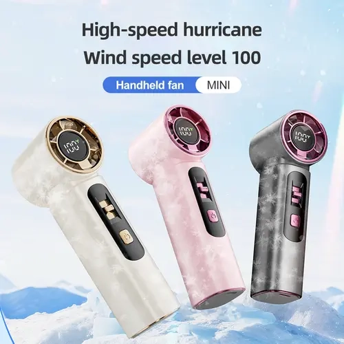 Compact Portable Adjustable Fan - Rechargeable Cordless Handheld Multifunctional Cooling USB & Mobile Fan, 100 Speeds, Digital LED Light Display, Type-C Charging, USB Protection, Silent Mode, Anti-Pinch, Silicone Grip for Outdoor, Work