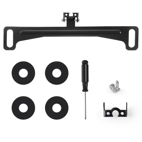 GJAHSH Universal Secure Metal Car Holder - Stainless Steel Rear Cam Bracket with 13mm Hole Distance, Secure Mount Auto Accessory for Backup Camera Repositioning, Designed for US License Plates Only, Easy License Plate Installation Complete Kit (No Camera)