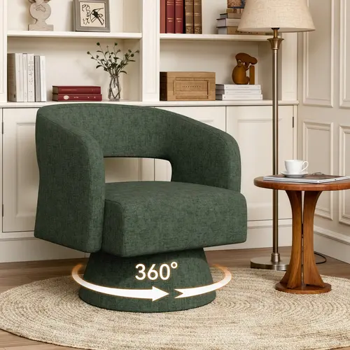 【Deals for you】Nebuaegis Swivel Accent Chair , Modern Comfy Teddy Barrel Chairs, Oversized Upholstered Round Arm Chair for Living Room, Bedroom, Reading Room Luxanimarion