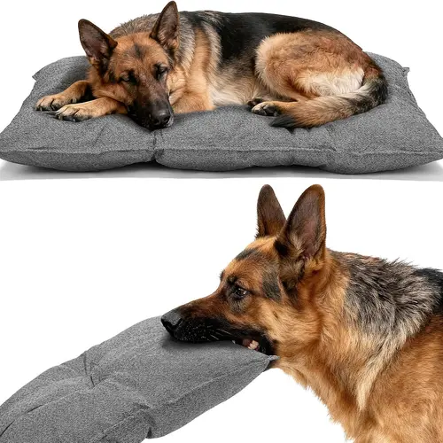 Veehoo Indestructible Dog Bed for Crate Chew Proof Pad with Reinforced Corners Large Washable Pet Mat for Kennel Comfortable & Durable High-Loft Padding Support