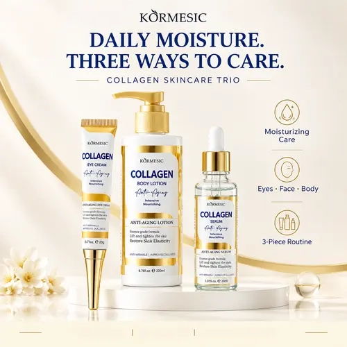 Women's 3-in-1 Natural Collagen Skincare Bundle - Moisturizing, Non-Toxic Body Care Set with Collagen Boost Face Serum, Eye Cream, Smoothing Lotion, Gifts for All Skin Types