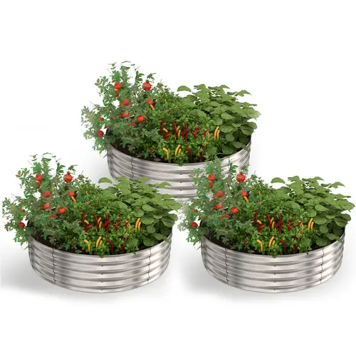 Utopia Home Galvanized Steel Raised Garden Bed - 2x2x1 Ft Silver Bottomless Metal Planter Box with Drainage Base, Assembly Guide, Easy Assembly, Round Look Small-Space Hero for Grow Herbs, Veggies, Blooms & Tidy Garden (Outdoor Balcony Kit)