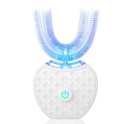 Ultrasonic U-Shaped Toothbrush for Teeth Whitening, Electric Toothbrush For Adults - 360° Mouth Cleansing, Hands Free Gums Protection - Wireless Charging & LED Light -Waterproof IPX7 Certified