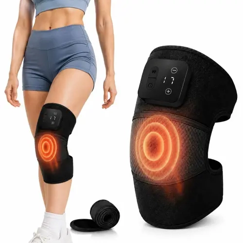 Cordless Knee Massager with Heat Vibration for Pain Relief Electric Heated Knee Brace with 5 Heat Levels and 3 Massage Modes Ideal Gifts for Men and Women