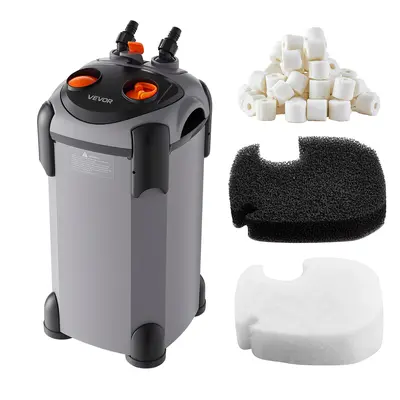 【FathersDayGift】VEVOR 224.5GPH Canister Filter, 3-Stage External Aquarium Filter with Powerful Pump, Quite Water Circulation Cleaning Machine with Media for Fish Tanks and Aquariums Up to 55 Gallons, for Freshwater