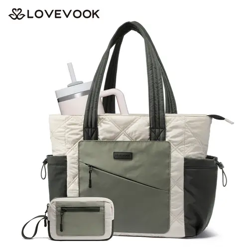 LOVEVOOK Tote Bag for Women, puffer tote bag for Work Travel Nurse, Lightweight quilted Bags with Compartments TikTokFallDealsForYou