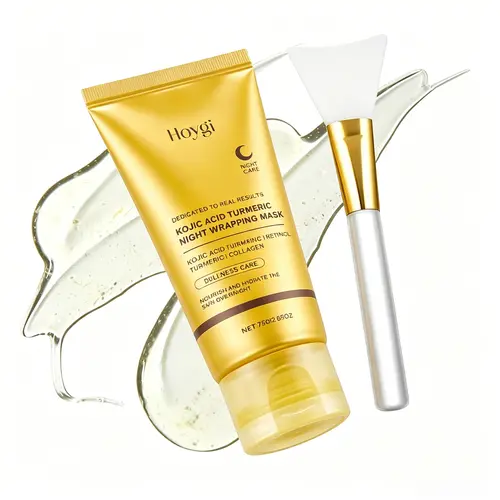 Kojic Acid Turmeric Collagen Rejuvenating Overnight Peel-Off Face Mask - Unisex 2.65 fl oz Hydrating, Skin Brightening Self Care Product for Night Routine, Brighten Glow Face Mask, Turmeric Face Mask