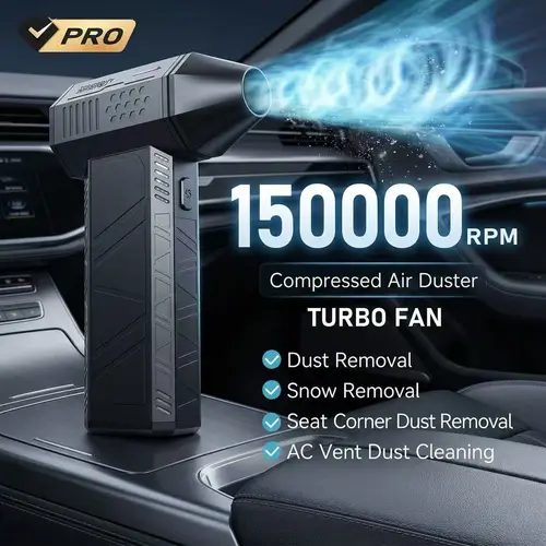 Cordless Air Duster with 150000 RPM Jet Turbo Portable Fan, Jet Airflow Design, Computer Cleaner, Keyboard Cleaner Machine for Pcs/Cars, Home Electronics Dust Removal Tool