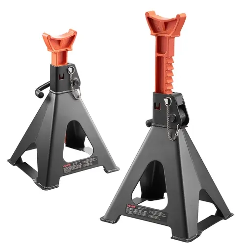 VEVOR 6-Ton (13000 lbs) Carbon Steel Jack Stands 1 Pair (Black & Orange), 14.6-22.8 in Adjustable Height, Heavy Duty Double Locking Vehicle Lift with Rustproof Coating, Enlarged Foot Pads & Firm Saddle Hold for Car, SUV, RV/Trucks