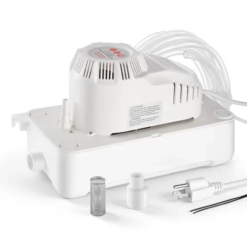 VEVOR 1/12 HP Automatic AC Condensate Pump with Safety Switch, 90 GPH, 20 ft Lift, 115V, 20 ft Tubing, Filter, Automatic On/Off, Overload Safe - Pipe Fittings Included, for Dehumidifier, Furnace, HVAC
