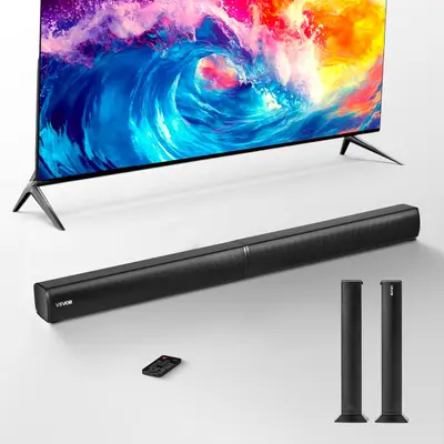 【fathersdaygift】VEVOR Sound Bar for Smart TV,2.0 Channel32-Inch 2 in 1 Detachable Soundbar TV Speakerswith Bluetooth HDMI AUX USB ConnectionRemote Control80W Surround Sound Systemfor Home Theater Audio,summerwins