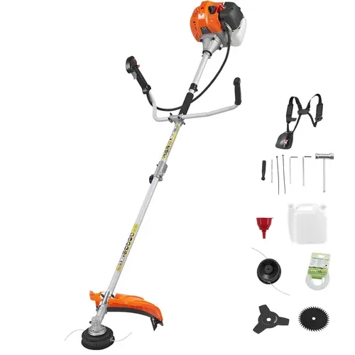 【toolupgrade】VEVOR 52cc 2-Stroke Gas-Powered Grass Trimmer - 1 HP Portable Lawn Edger with Handle, Fuel Tank, 17in 3T Thick Weed Cut Blade, Shoulder Strap, Easy Starting, Fast Line Release, Bush Access Shaft, Replacement Parts, Grass Trimmer Accessories
