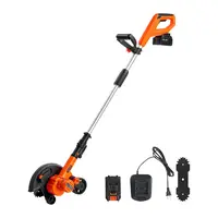 【toolupgrade】VEVOR Portable Cordless Battery-Powered Grass Trimmer & Lawn Edger, 8.8" Wide Cutting High-Carbon Steel Blade, 4000 mAh Battery & Charger, 3-Position 1"–1.5" Control Depths, Pivoting Ergonomic Handle, Dualwheel Straight Edge Maintenance Tool