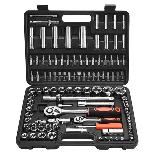 【toolupgrade】VEVOR 108-Piece CR-V Alloy Steel Mechanic Tool Kit, 1/4 & 1/2 Drive Socket & Ratchet Set (Metric 4-32 mm, 6pt Even Pressure) with Bits, Accessories & Storage Case, Tools and Gadgets for Automotive Repair, Cars Accessories