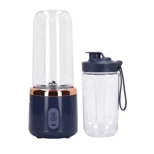 Portable USB Rechargeable Battery Blender - 400ml Dual Cup Multifunctional Smoothie Maker, 6-Blade Food-Grade BPA-Free PCGT Blender, 30-Second Auto Countdown Mixing Cycle, Ice Crushing, 1-Button Clean, Anti-Skid Base, Car & AC Chargers for Travel Office