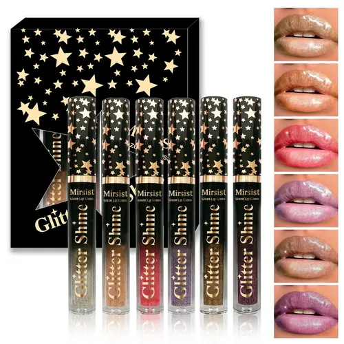 Women's 6-Piece Lip Gloss Set - Mirror Glass Finish, Ultra Glossy, Hydrating, Moisturizing for Plump Jelly Lips, Glowing Dolly Look, All-Day Care - Beginner-Friendly Daily Makeup Tool, Beauty Cosmetics, Lip Gloss 6 Pcs /Set,sohochic