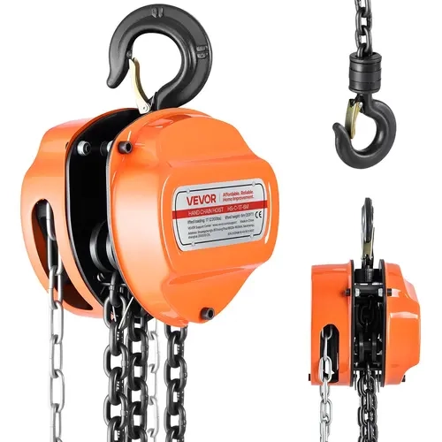 【toolupgrade】VEVOR 1-Ton Manual Chain Hoist, 2200 lbs Capacity, G80 Galvanized Alloy Deep Groove Chain, 6 m Lifting Height, Dual Pawl Brake System, 360° Rotating Hook Heavy Duty Pulley Hoist for Garage Warehouse Heavy Lifting, Orange