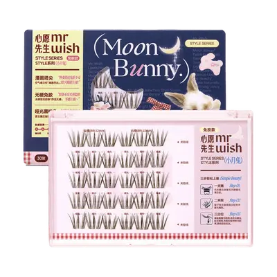 MR.WISH Style Series 30 Clusters Matte Black Brown Wispy Faux Mink Lashes - Glue-Free & Stemless Individual Lashes for Natural Look