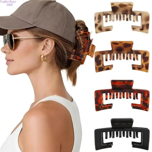 4Pack Hat-Friendly Hair Claw Clips for Women, Perfect for Baseball Caps & Trucker Hat Hairstyles, Strong Hold Clips Designed for Thick Hair, Comfortable Styling Clamps & Fashion Hair Accessories Ideal Gift,summerwins