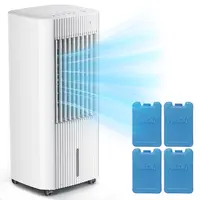 XBEAUTY Portable Evaporative Cooling Fan - 3-in-1 Wheeled Bladeless Adjustable Speed AC Fan with Rinseable Tank+Pad, 4 Ice Packs, 15H Timer Cool, 3 Modes, Remote, UL Certified Plug, 360° Room Glide, 70° Auto Swing, Customizable, White (Bedroom, Office)