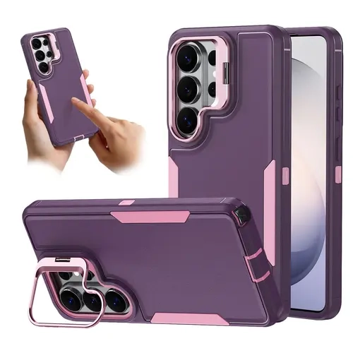 3-Layers Heavy Duty Defender Case for Samsung Galaxy S26 Ultra Plus S25 S24 S23 Ultra Plus, Built-in Camera Lens Kickstand, Shockproof Dropproof Bumper Case, Full Body Rubber Protective Phone Cover