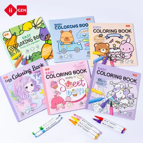 【LIVE flash sale】iiGEN Premium 120gsm Bleed-Safe Illustrated Activity Book - 2-3 Book Custom Bundle, 180° Lay-Flat Design, Multiple Themes, Back Cover Guide for Office Art Supplies, Cozy Coloring, Creative Vibes