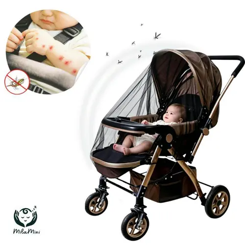 MilaMini 2Pack Baby Stroller Mosquito Net Cover, Breathable Bug Shield for Newborn Outdoor Walks, Universal Insect Netting for Stroller, Car Seat, Bassinet & Cradle