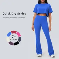 Tenwolf Women’s Autumn Two-Piece Yoga Set – Short-Sleeve Top, Slim-Fit Quick-Dry Long Pants, Fitness Training Wear, Women’s Sports Set, Lightweight Gym Outfit, Matching Women’s Sportswear, Women’s Two-Piece Set, for yoga, Pilates, gym, and everyday casual