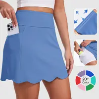 MOTEEPI Skorts for Woman with Pockets 16" Golf Athletic Skirts Scalloped Hem Tennis Skirt Dressy Casual skort  for petite women skort for plus size women with pockets skort for tall women knee length womens skort for moms casual slim fit skort women
