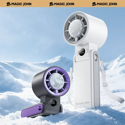 【DealsForYouDays】MAGIC JOHN 3 in 1 Mini Handheld Cooling Fan, 199 Speed Wind Power & Ice Cooling Function, Small Foldable 3-IN-1 Neck/Desk/Hand Fan, Pocket Design for Travel/Summer/Concerts/Lash, Gifts for Girls summerwins