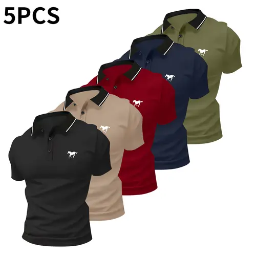 Men’s polo shirt set, casual men’s polo shirt, solid color buttoned basic style, versatile design suitable for bowling/golf, ideal for everyday wear and summer business style.,summerwins,father'sdaygifts