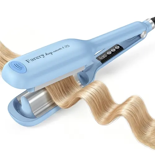 Farery 1.25 inch Curler Hair Styler - 120v-240v US Plug Beach Tool, Smart Buzzer Timer, 9 Heat Settings (285°F-430°F), Tourmaline Ceramic, Negative Ions for Wavy Healthy Loose Curls, Frizz Control, Easy Hold & Release, 8in+ Hair Ready, Single Unit