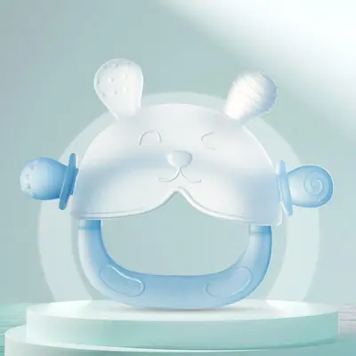 Frosted Silicone Rabbit-Shaped Baby Teething Mitten with Storage Case - BPA-Free, Food-Grade Material, Anti-Drop Hand Guard, Multi-Textured Safe Teething Toy, Baby Accessories