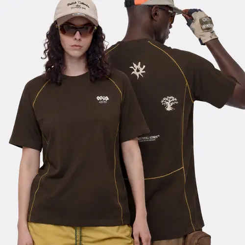 AELFRIC EDEN Menswear Casual Short-Sleeve Stretch Cotton-Modal-Spandex T-Shirt, Fitted/Loose-Fit Streetwear Top with Contrast Stitching, Graphic Print for Back-to-School First Day Outfits