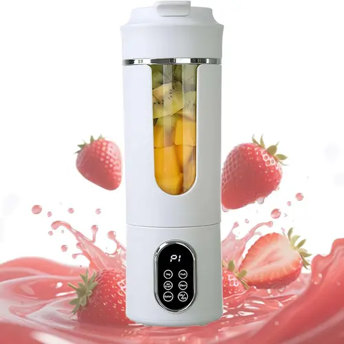 Personal Portable Blender Smoothie Machine - 530ML 490g Compact Mini Adjustable Speed Blender, USB Rechargeable Juicer, 4 Gears 22000 RPM, Self-Cleaning, BPA-Free, Auto Stop, Digital Display, 2-in-1 Lightweight White Kitchen Appliance