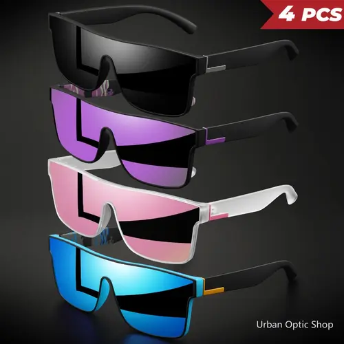 XUH Men's Square Polarized Sunglasses 4-Pack - Men's Accessories, 1-Piece Nylon Lens, 400 UV Protection Lens, Anti-Glare, Comfort Fit for Cycling, Daily Sports Wear