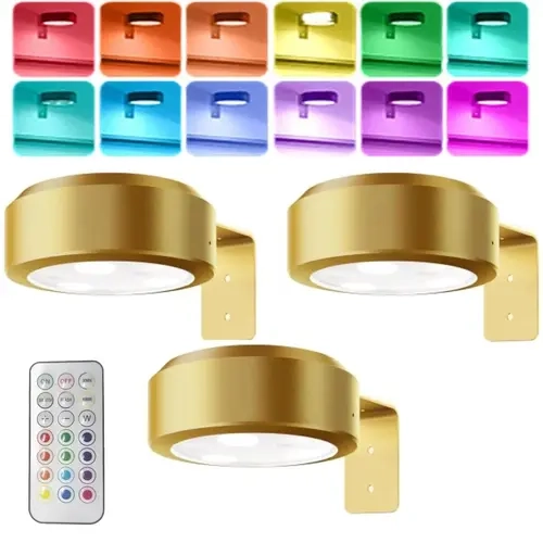 3-Pack Wireless Magnetic Picture Lights with Remote Dimmable Timer 13 Modes Battery Operated LED Art Display Puck Lights, Wireless Wall Decorative Spotlights, Art Display Lights for Photo Frame Painting,A household essential—easy to install