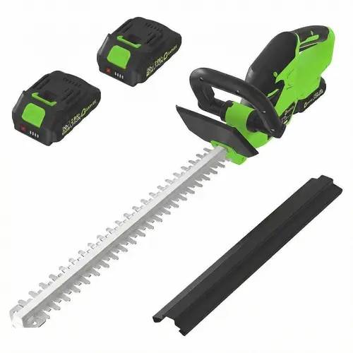 【GARVEE】20V Brushless Cordless Hedge Trimmer - 22.4" Wide Cut, 2-Pack 2.0Ah Batteries, Lightweight Handheld, Dual Safety Switch, Less Hand Fatigue Yard Tool for Shrubs/Grass, Lawn & Shrubbery Trimming Solution (Hedge Trimmers Cordless with Battery)
