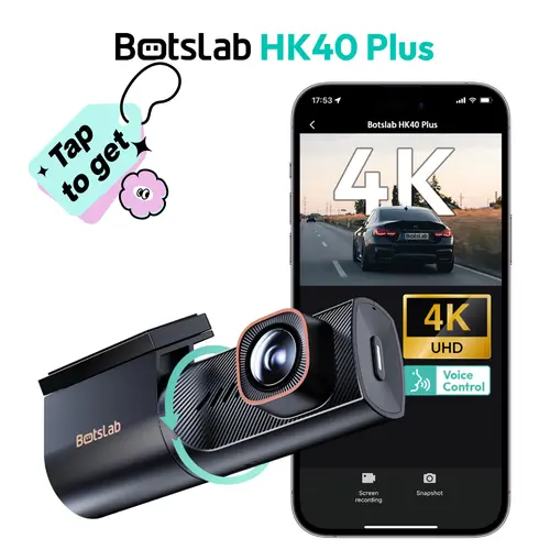 Botslab Automotive Dashcam, Car DVR Car Interior Dashcam with 360-Degree View, 4K Resolution, Quick Install, Night Vision, 24H Parking Monitor, Voice Control, Keeps Vehicle Secure