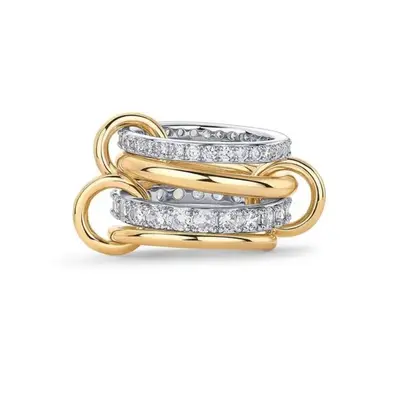 Gold  Interlocked Stackable Rings for Women - Statement Multi Ring Mixed Metals Stack -Toned Stacking Jewelry