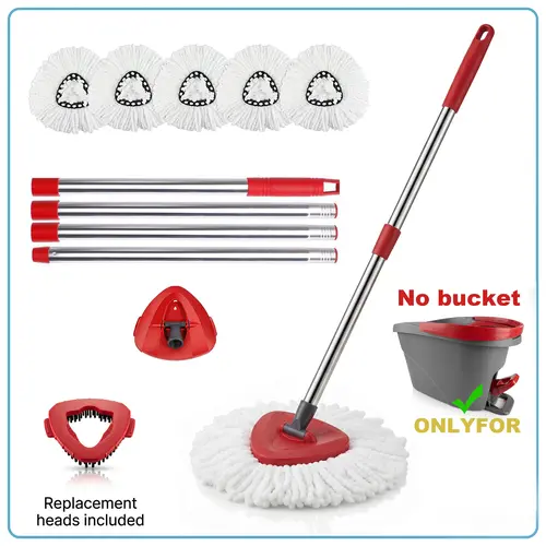 For O-cedar Microfiber Spin Mop Heads Refills & Scrub Brush for O-Cedar Easywring Spin Mop 1 Tank System Scrub Replacement Deep Cleaning Pack（No bucket）
